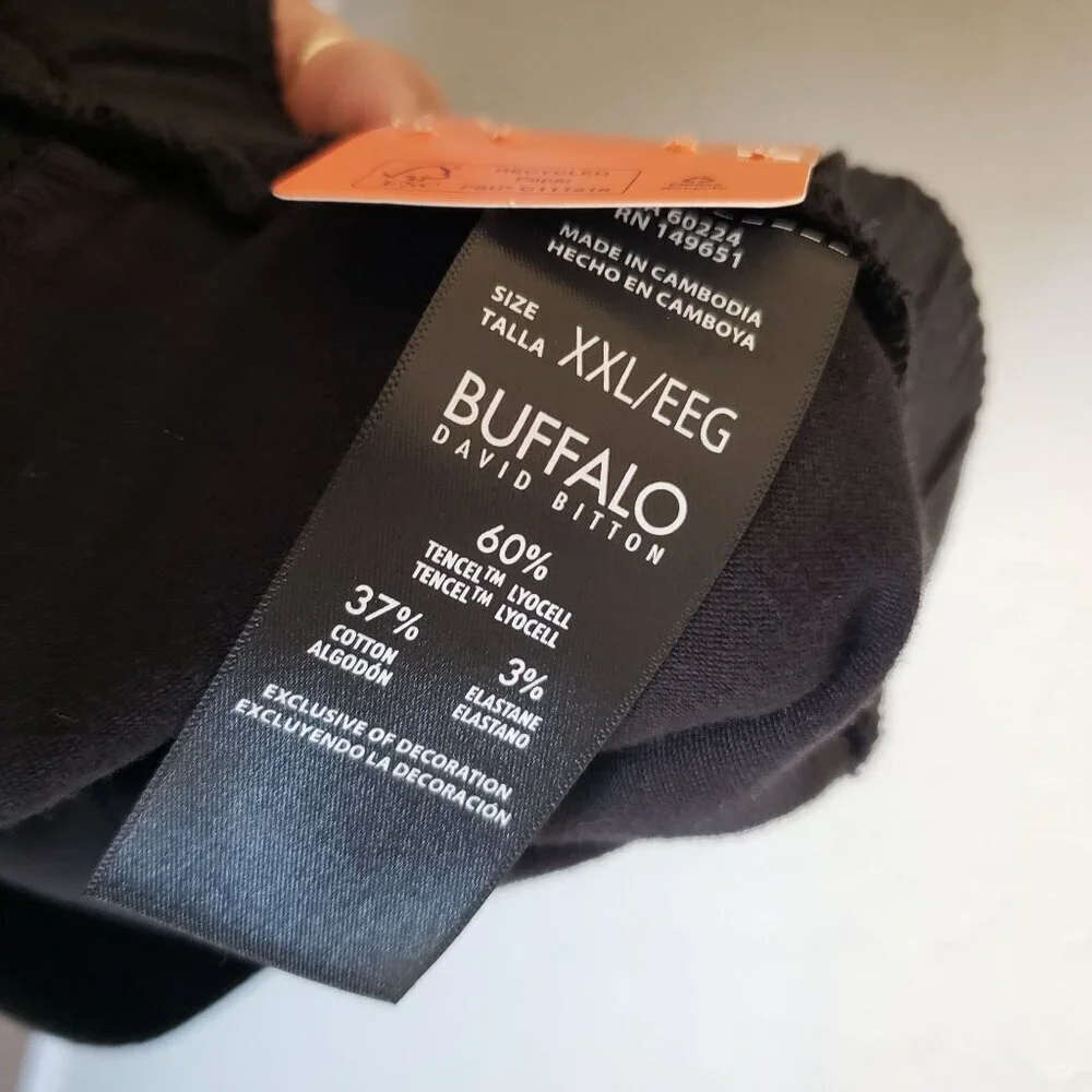 Buffalo David Bitton Soft Tencel Pull-On Drawstring Pant Black Size Mens XXL NEW